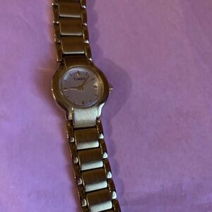 Timex Gold Tone Bracelet Watch with White Dial